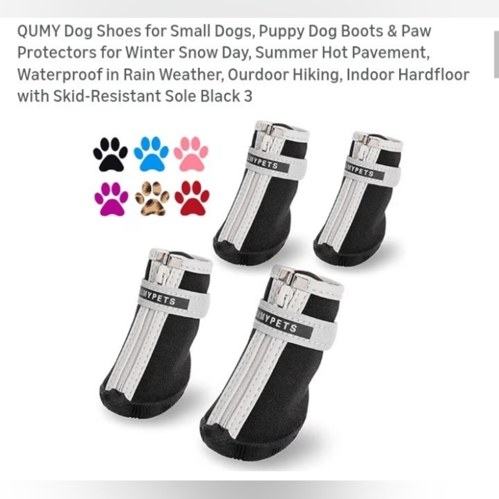 QUMY Black Dog Shoes with Skid-Resistant Sole